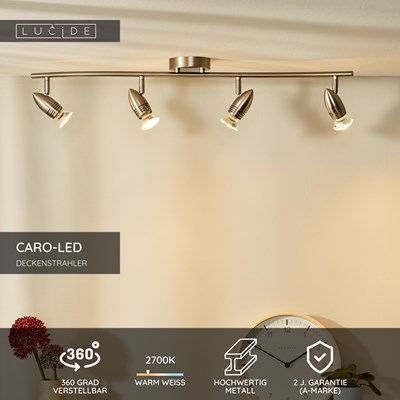 Lucide CARO-LED - Deckenstrahler - LED - GU10 - 4x5W 2700K - Chrom Matt